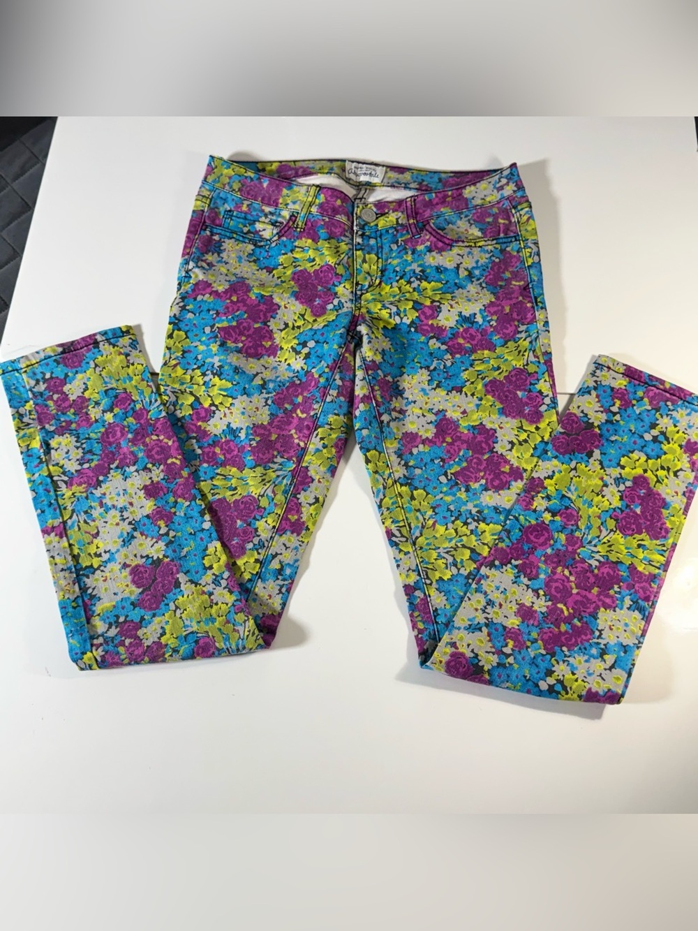 Aeropostale Women's Floral Skinny Jeans in Purple, Blue & Lime Waist 28"